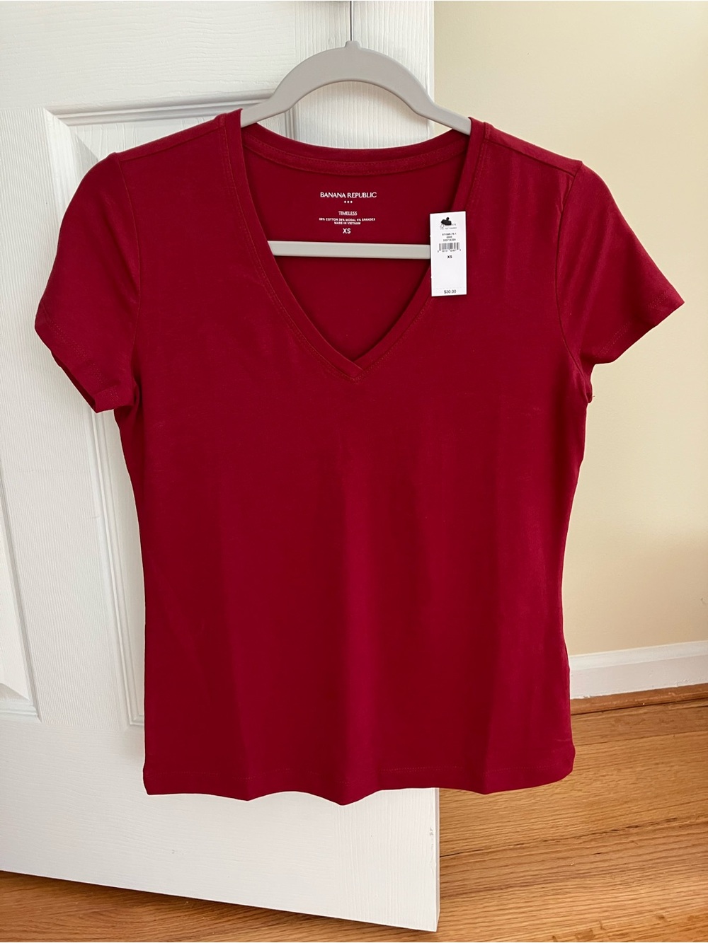 Red v-neck t-shirt